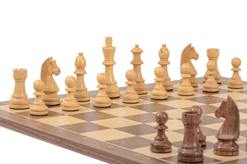 Rechapados Ferrer Chess Set and Walnut Chess Board Combination