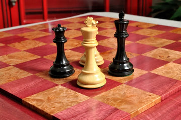 Custom Contemporary Chess Board - Purpleheart / Maple Burl - 2.5