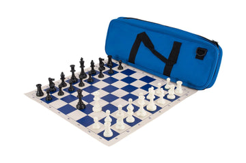 Deluxe Chess Set Combination - Solid Plastic Regulation Pieces | Vinyl Chess Board | Deluxe Bag
