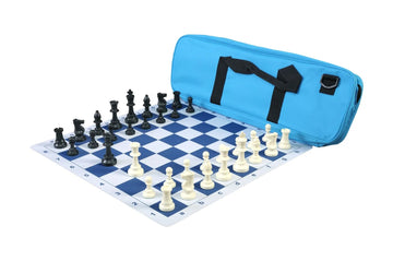 Deluxe Chess Set Combination and Triple Weighted Regulation Pieces | Thin Mousepad Chess Board | Deluxe Bag