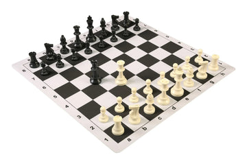 Regulation Tournament Chess Pieces and Mousepad Board Combo - Single Weighted