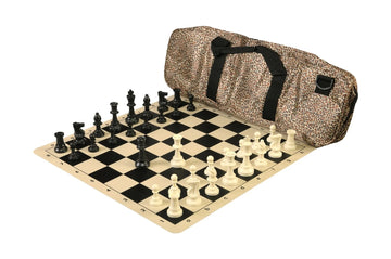 Deluxe Chess Set Combination and Triple Weighted Regulation Pieces | Silicone Chess Board | Deluxe Bag
