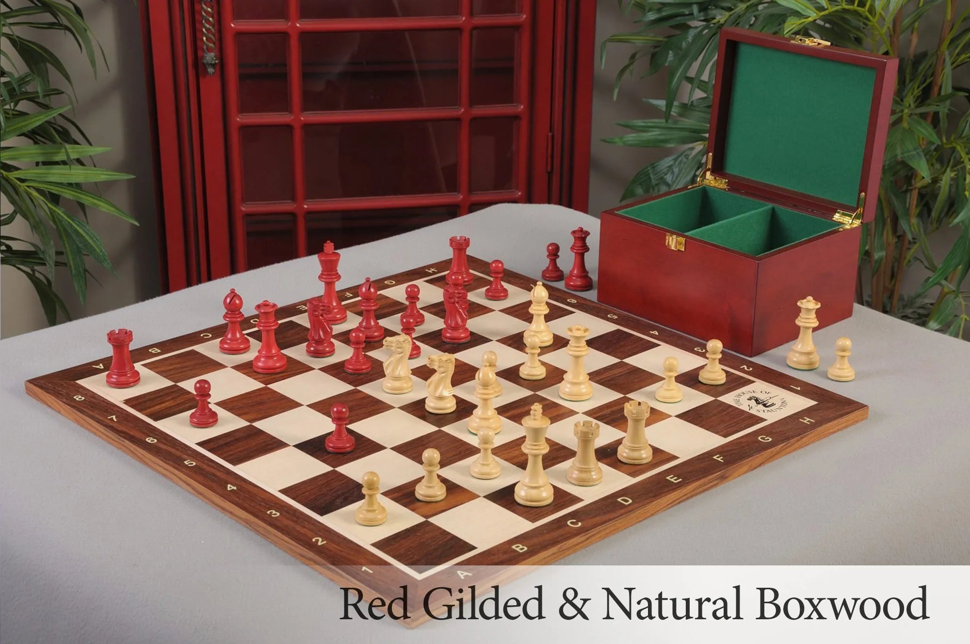 The Library Grandmaster Chess Set & Rosewood Board Combination - Red ...