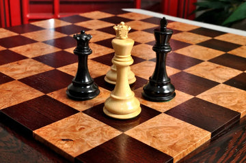 PRE-ORDER - Custom Contemporary Chess Board - African Palisander / Maple Burl - 2.5