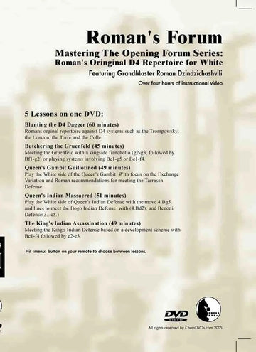 E-DVD ROMAN'S LAB - VOLUME 35 - Mastering The Opening Forum Series - Romans Original d4 Repertoire for White