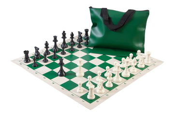 Standard Chess Set Combination - Solid Plastic Regulation Pieces | Vinyl Chess Board | Standard Bag