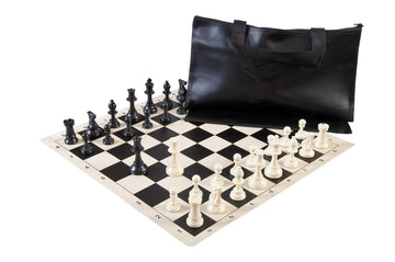 Superior Chess Set Combination - Solid Plastic Regulation Pieces | Vinyl Chess Board | Superior Bag