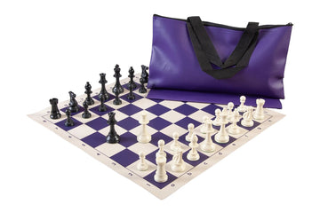 Superior Chess Set Combination - Solid Plastic Regulation Pieces | Vinyl Chess Board | Superior Bag