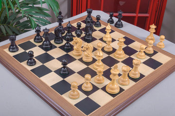 IMPERFECT - 4.4" The Preston Luxury Chess Pieces - GENUINE EBONY / BOXWOOD