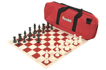 ChessKid Deluxe Chess Set Combination and Single Weighted Regulation Pieces | Vinyl Chess Board | Deluxe Bag