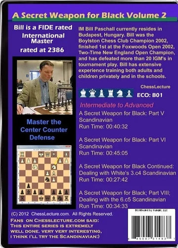 A Secret Weapon for Black (Scandinavian Defense) - 2 DVD's - Chess Lecture - Volume 17