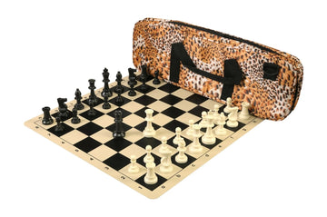 Deluxe Chess Set Combination and Triple Weighted Regulation Pieces | Silicone Chess Board | Deluxe Bag