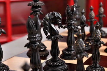 The Lund Anglo-Indian Reproduction Luxury Bone Chess Pieces - 4.75