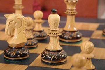 The Burnt Golden Rosewood Dubrovnik Series Chess Set, Box, & Satin Board Combination