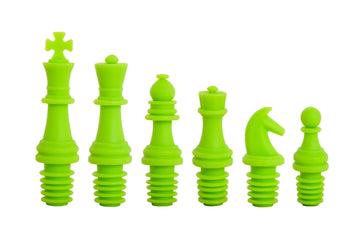 Set of Colored Wine Stopper Chess Pieces - 6 Pieces