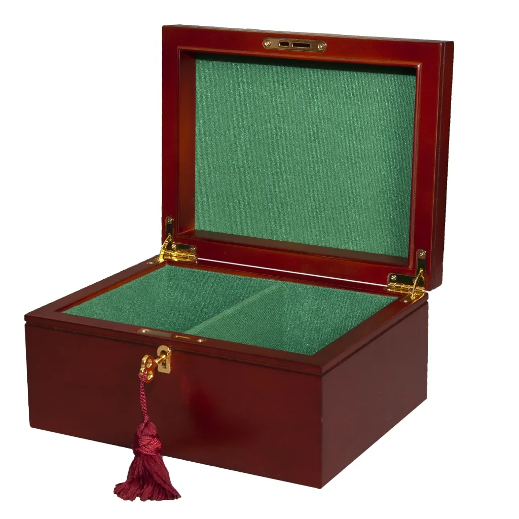 WITH HOS LOGO The House of Staunton Fitted Chess Coffer Red Burl