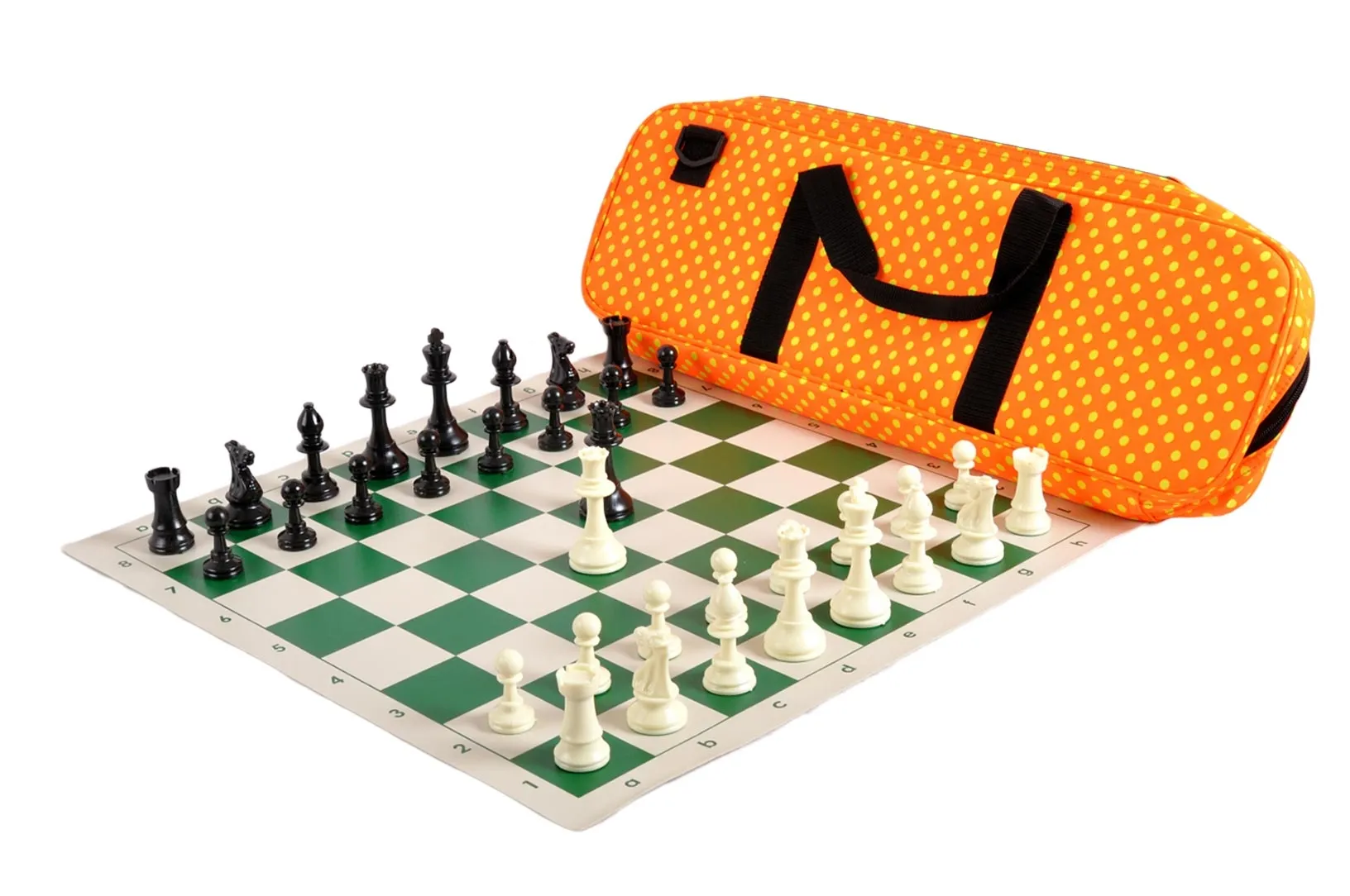 Royal Blue /& Orange Polka Dots Solid Plastic Deluxe Chess Set Combination