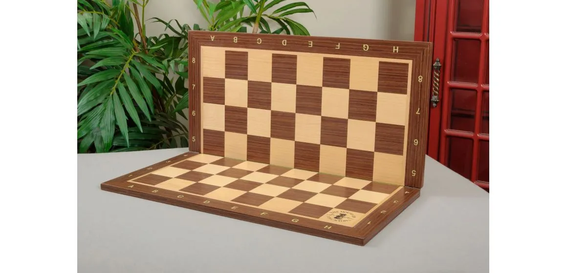 Folding Striped Ebony and Maple Wooden Tournament Chess Board