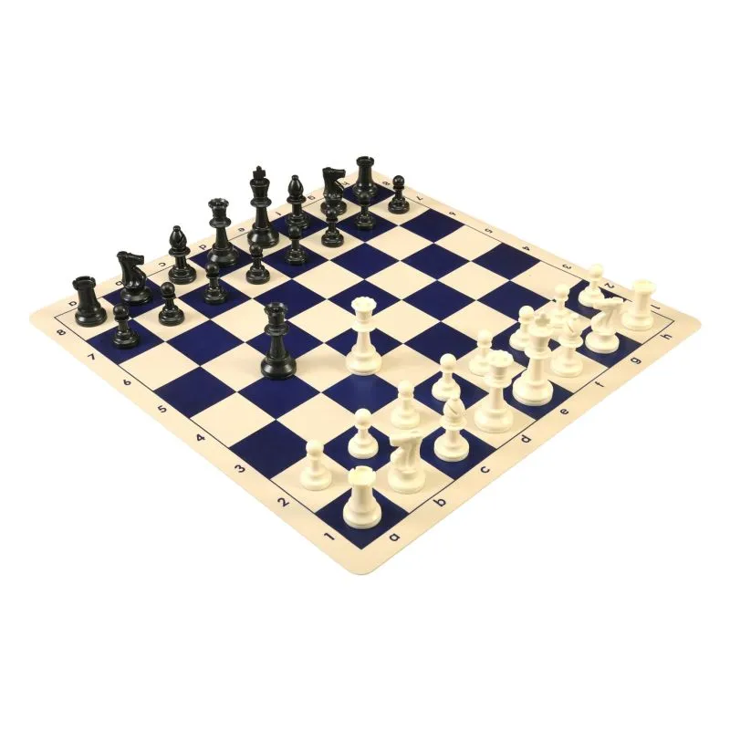 Standard Club Plastic Chess Set Black & Ivory Pieces with Vinyl Rollup  Board - Black