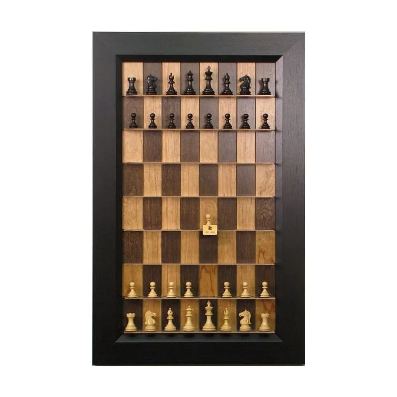 Straight Up Chess Board - Cherry Bean Board with 3 Flat Black Frame