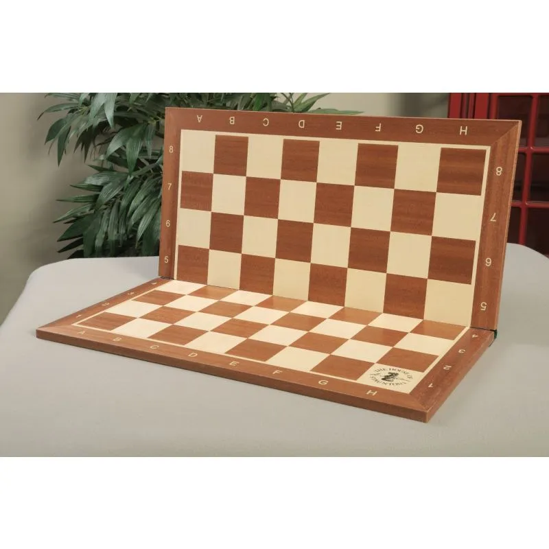 The House of Staunton Folding Mahogany and Maple Wooden Chess Board - 2.25  with Notation & Logo