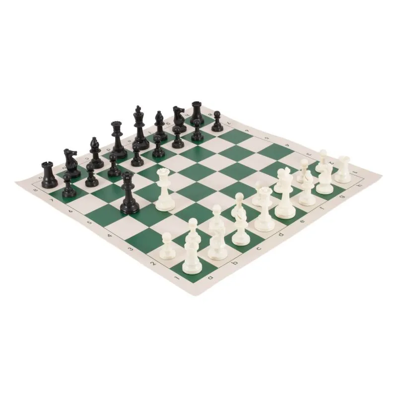 Red White Vinyl Board w/ Pieces & Bag Archer Triple Weighted Chess Set 