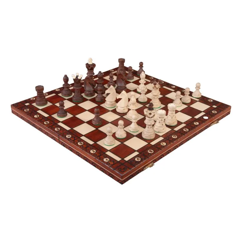 Ambassador European Chess Board Game Set Wood Hand Carved Crafted Vintage Toys 