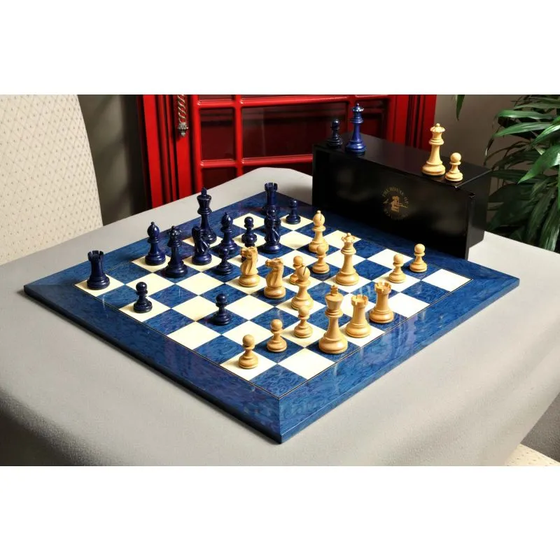 Deep Blue Maple Wood Chess Board