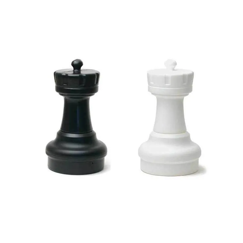 Wooden Black and White Rooks Chess Pieces Stock Photo - Image of