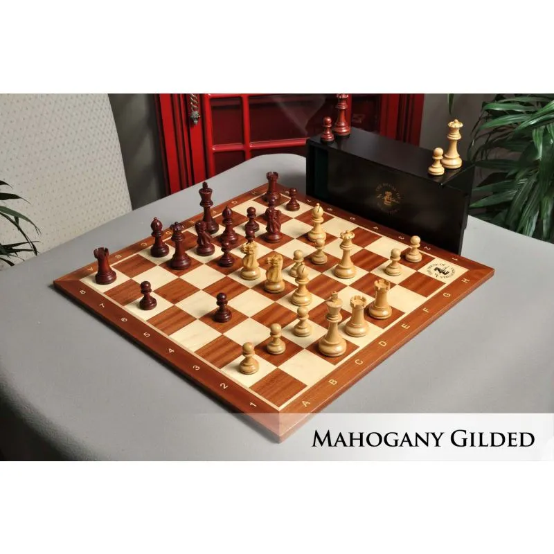 The House of Staunton Folding Mahogany and Maple Wooden Chess Board - 2.25  with Notation & Logo