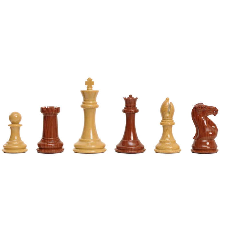 Chess Set with Leatherette Board and wood Staunton style pieces 4 1/2" kings NIB 