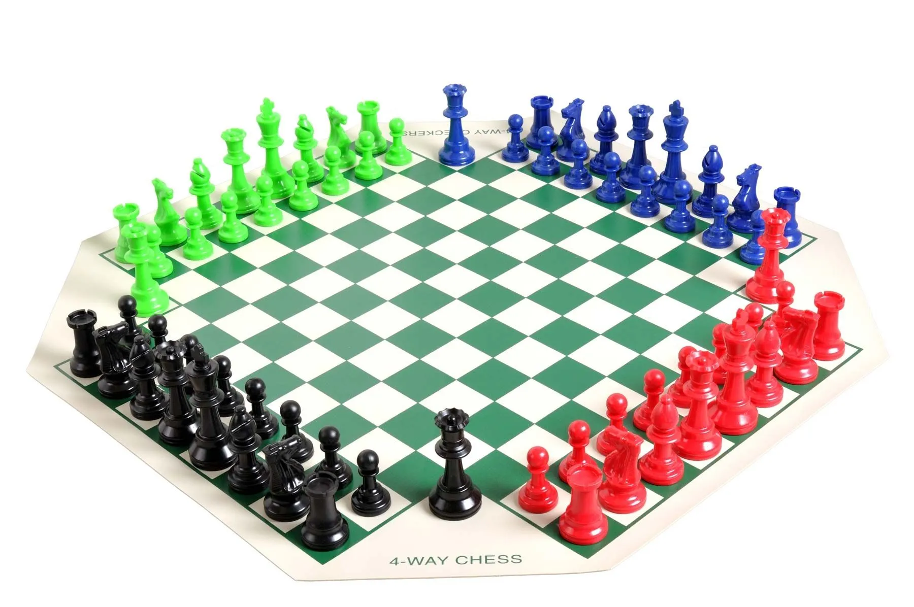 Staunton Triple Weighted Chess Pieces 4 Queens Full Set 34 Green & Pink 