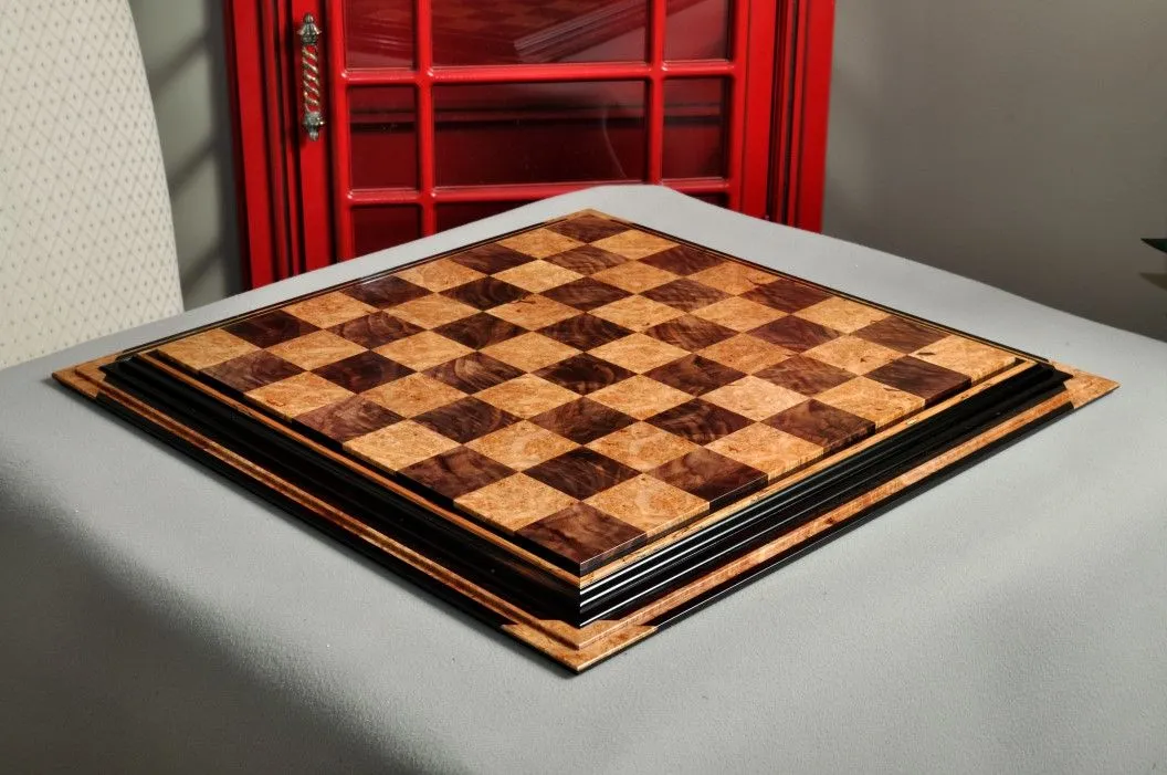 Wood Chess Board - Black Walnut and Curly Maple 2 inch squares