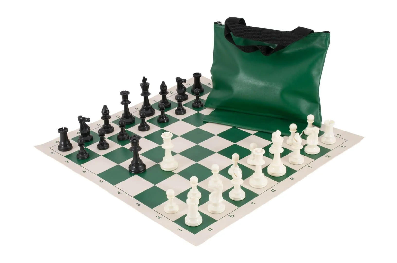 Black & White Chess Pieces & 20" Red Vinyl Board Single Weighted Chess Set 