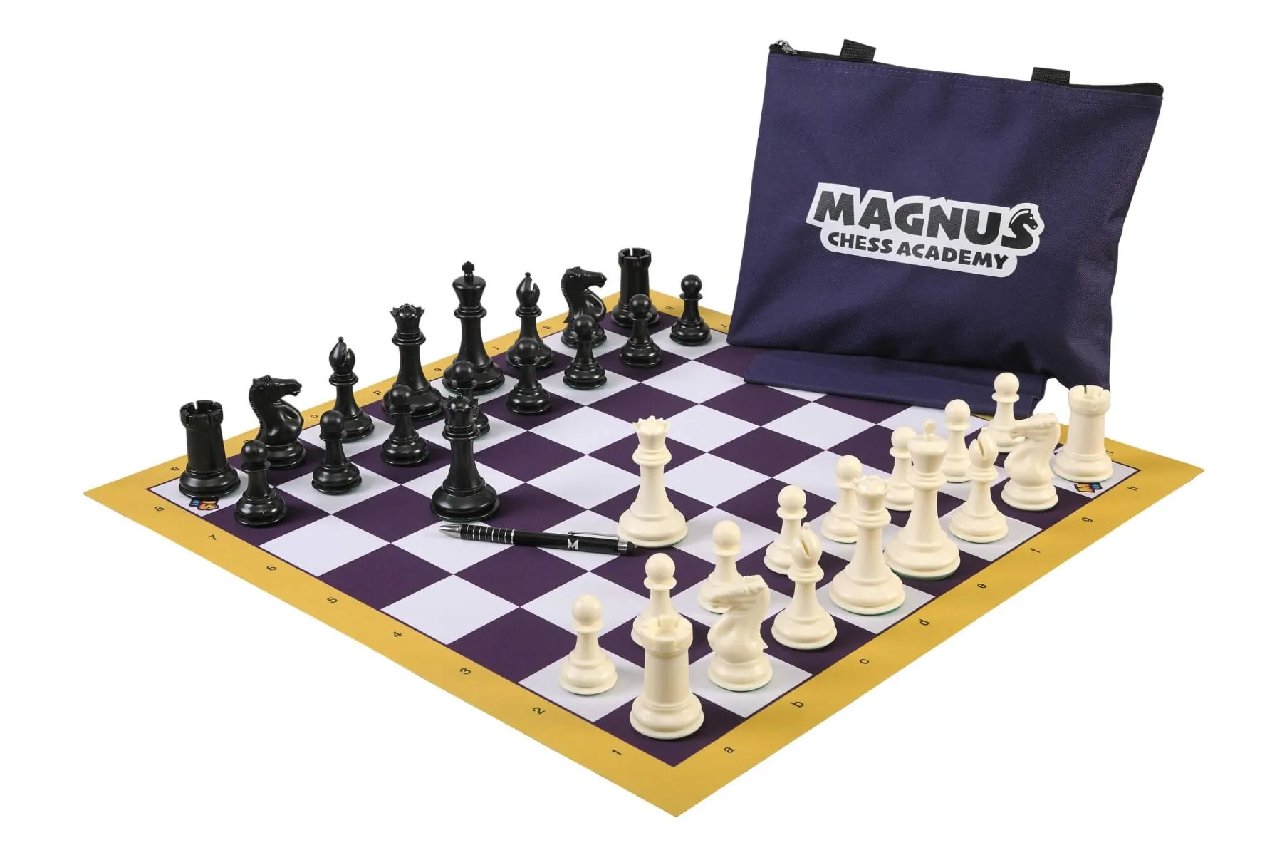 Standard Club Plastic Chess Set Black & Ivory Pieces with Vinyl Rollup  Board - Black