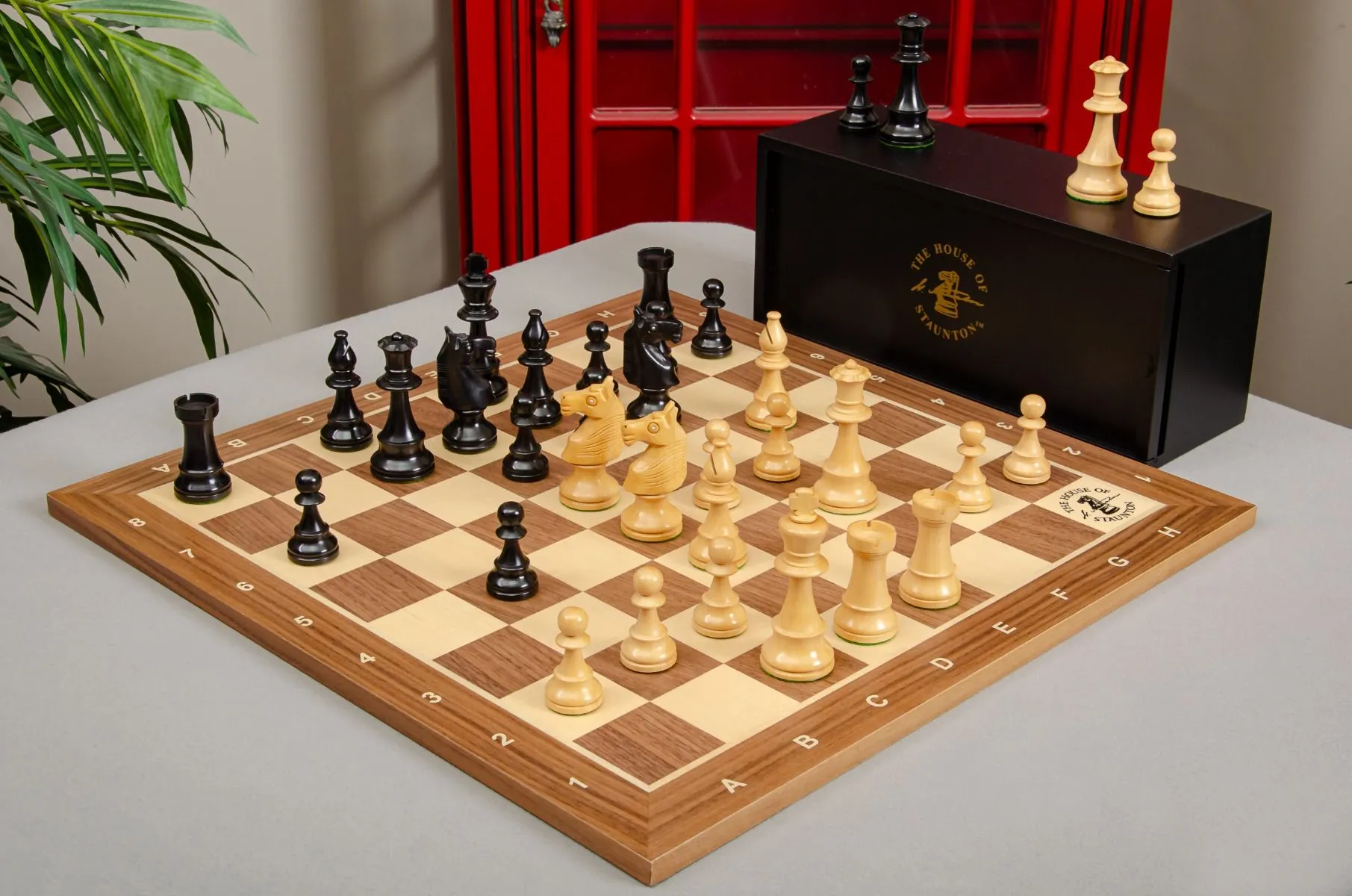 Repro 1890 French Lardy Staunton Chess Pieces Only Set – Ebonised & Boxwood