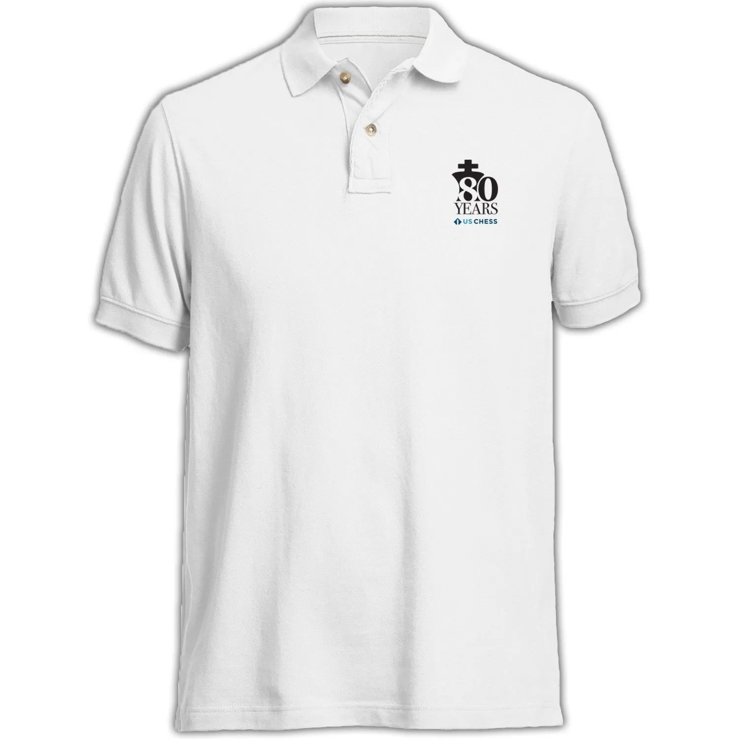 80th Anniversary US Chess Polo Shirt - WHITE