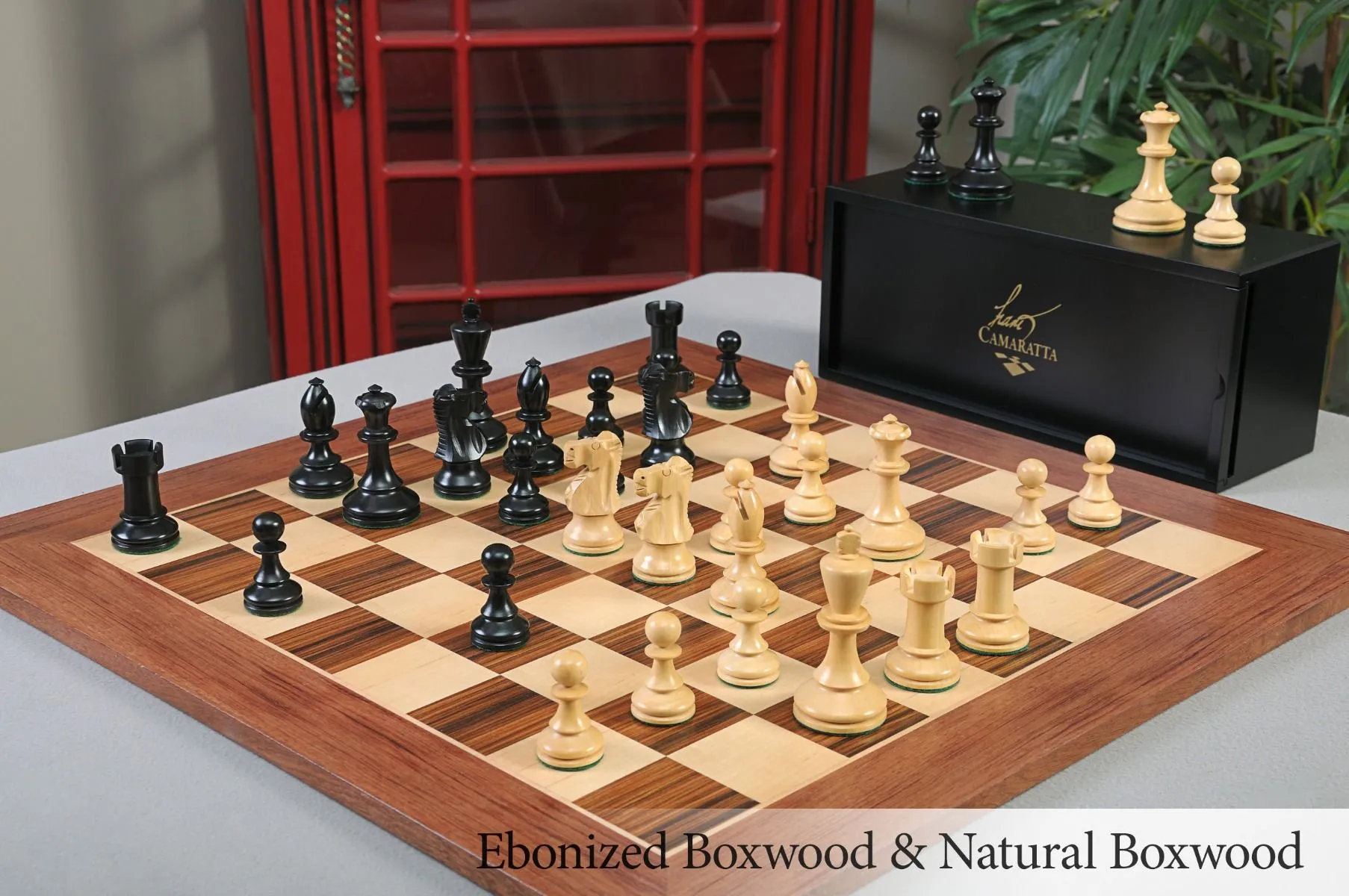 WE Games Traditional Staunton Wood Chess Set with a Wooden Board – 15 inch  Board with 3.75 inch King