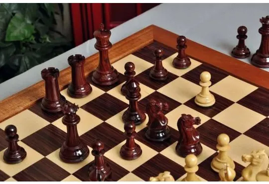 IMPERFECT - 4.0" Morphy - BLOOD ROSEWOOD / BOXWOOD - Wood Chess Pieces