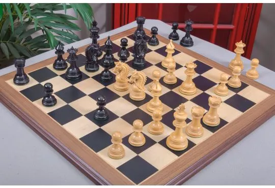 IMPERFECT - 4.4" The Preston Luxury Chess Pieces - GENUINE EBONY / BOXWOOD