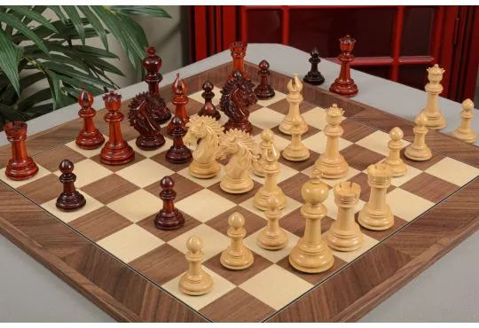 IMPERFECT - 4.4" Forever Camelot - BLOOD ROSEWOOD / BOXWOOD - Wood Chess Pieces