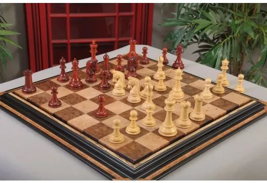 IMPERFECT - 4.4" Sultan - BLOOD ROSEWOOD / BOXWOOD - Wood Chess Pieces