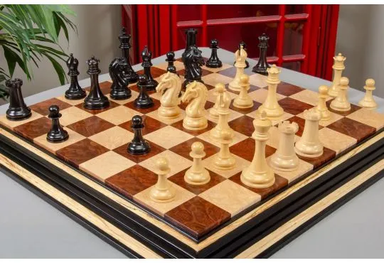 IMPERFECT - 4.4" FOREVER - Commemorative Edition of the St. Louis Chess Club Commemorative Chess Pieces - GENUINE EBONY /BOXWOOD