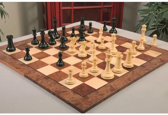 IMPERFECT - 4.4" Marshall - GENUINE EBONY / BOXWOOD - Wood Chess Pieces