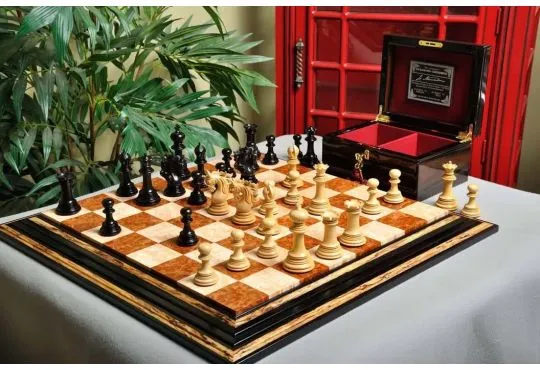 IMPERFECT - 4.4" Forever Benevento - GENUINE EBONY / BOXWOOD - Wood Chess Pieces