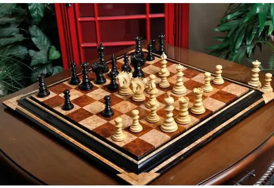 IMPERFECT - 4.4" Savano - GENUINE EBONY / BOXWOOD - Wood Chess Pieces