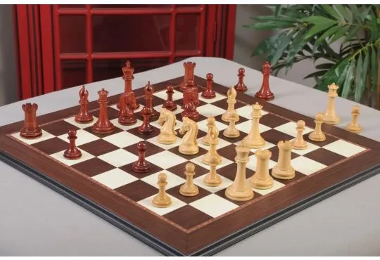 IMPERFECT - 3.75" Imperial - BLOOD ROSEWOOD / BOXWOOD - Wood Chess Pieces