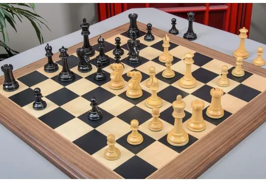 IMPERFECT - 3.75" Leeds - GENUINE EBONY / BOXWOOD - Wood Chess Pieces