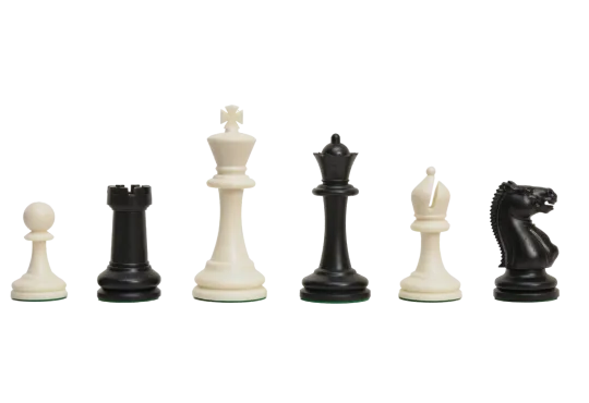Master Triple Weighted Plastic Chess Pieces - 3.75" King - Black & White