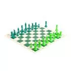 2 Player Chess Set Combination - Triple  Weighted Regulation Colored Chess Pieces & Regulation Vinyl Chess Board